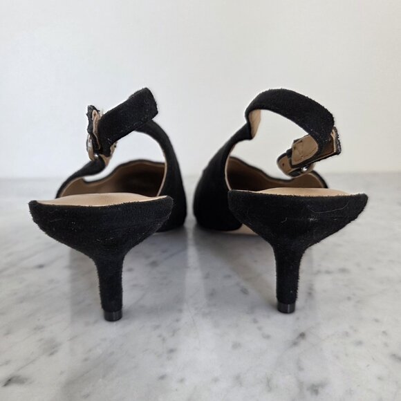 Banana Republic Kitten Heel Black Suede Slingbacks - Picture 8 of 9